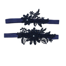 2Paare Dunkelblaue Spitzenstrumpf Ringe Braut Accessoire Komfortabel