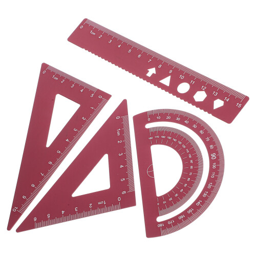 8Pièces Règles Aluminium Mesure Précise Triangle Rapporteur 1