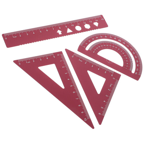8Pièces Règles Aluminium Mesure Précise Triangle Rapporteur