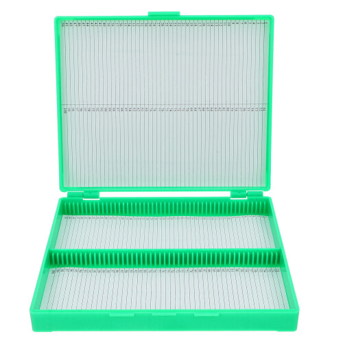 4Pièces Boîte À Lames Microscopiques Plastique Vert Capacité 100 Lames