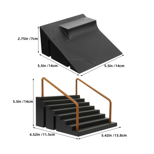 2Pièces Kit Rampe Fingerboard Mini Skatepark Noir Accessoires 2
