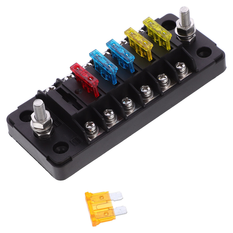 3Sets 6 Way Fuse Block Pa66 Marine Car Auto Fuse Holder Black 3633800332537