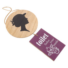 3Pcs Natural Wood Bathroom Signs Multi Color Door Markers
