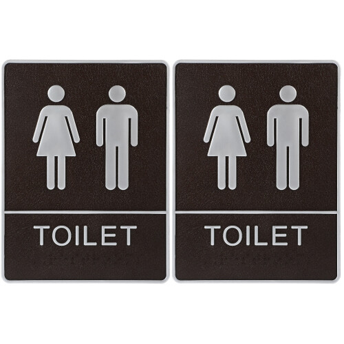 2Pcs ABS Restroom Sign Plates for Door Multi- -Adhesive Decor 2