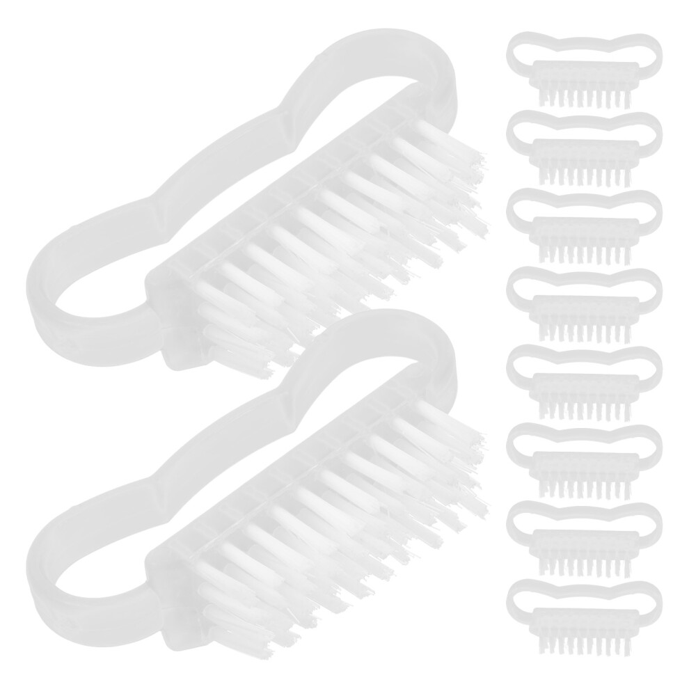 Totority White 50Pcs Plastic Handle Nail Brushes Multi-Use Fingernail Cleaners