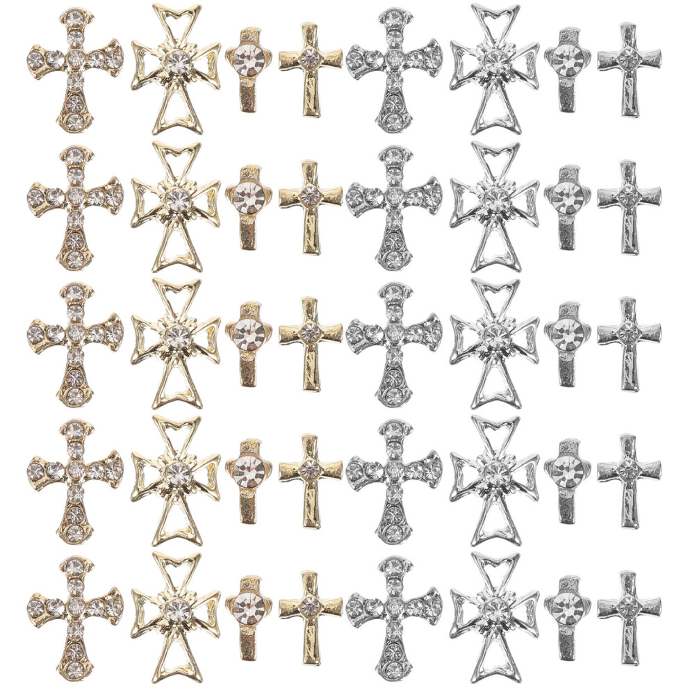 Artibetter 160Pcs Cross Nail Charms Assorted Color Metal Decorations For Nail Art