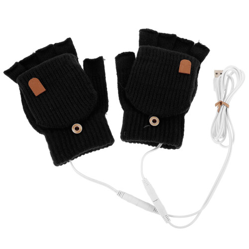 5Paires Chauffants Hiver USB Noir Doigts Confortables
