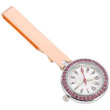 2Pcs Golden Alloy Nurse Pocket Watch Clip-on with Luminous Glass Face