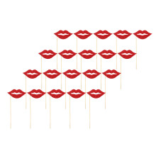 300Pièces Accessoires Photo Rouges Bois Pour Anniversaire