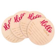16Pièces Plaques Bois Rose Bébé Annonce Décor