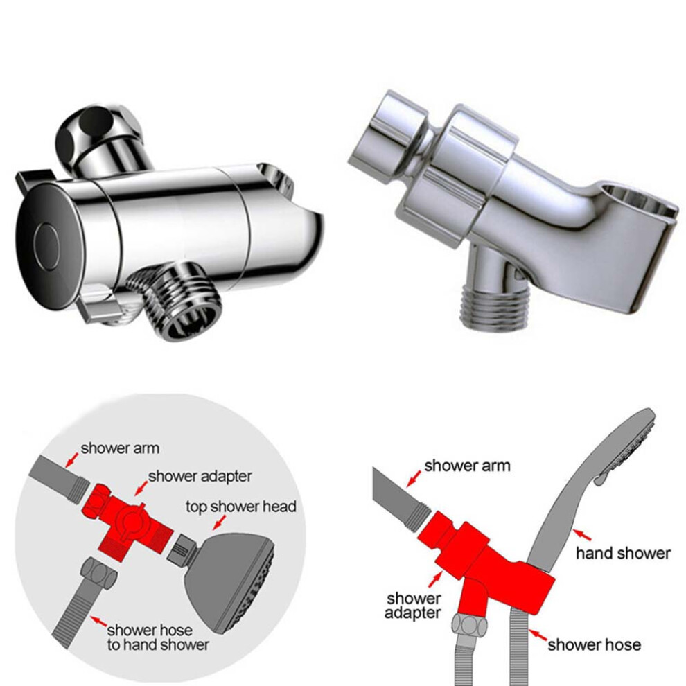 Silver Adjustable Shower Head Holder Bracket For Handheld Use 3633830452670