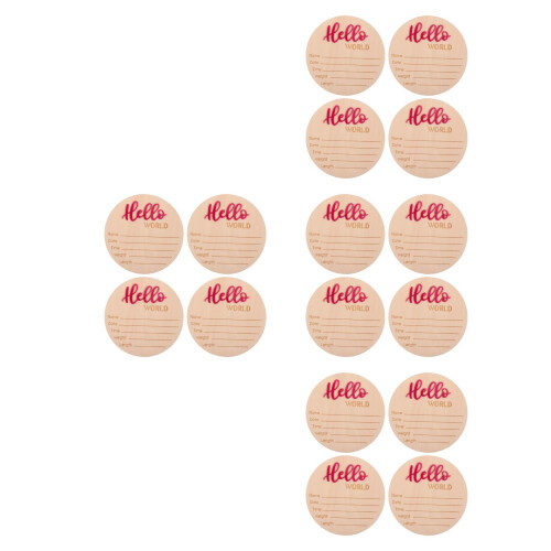 16Pièces Plaques Bois Rose Bébé Annonce Décor 2