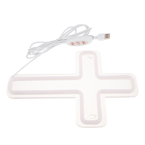 White Acrylic Neon Cross Light Waterproof Religious Wall Art