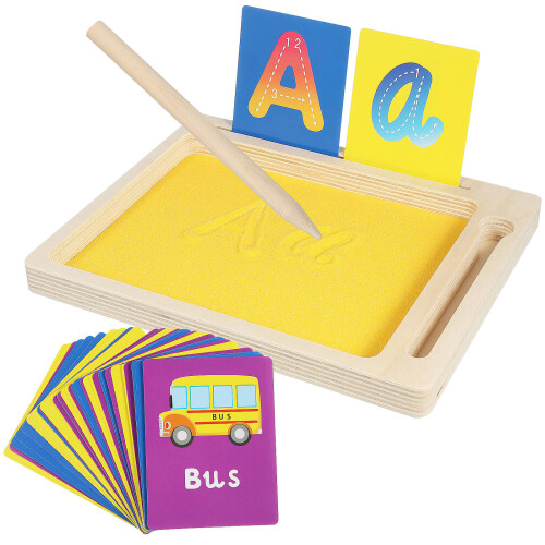 4Ensembles Plateau Sable Bois Pour Lettres Enfants 1