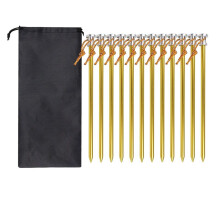 12PCS 23cm Outdoor Tent Pegs Ground Nails with Storage Bag Windproof Nails Camping Accessories Tent Fastening Gold