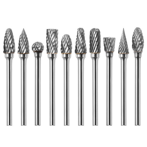 2Pcs Tungsten Steel Carbide Bur Set Silver for Grinding Rotary Tools