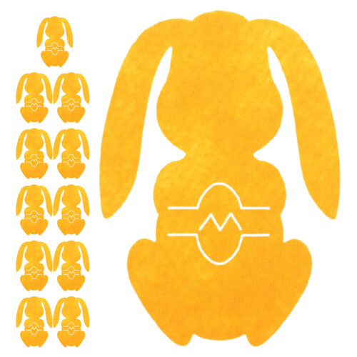 4Pcs Yellow Felt Easter Bunny Utensil Holder Pockets Cute Rabbit Pouch 1