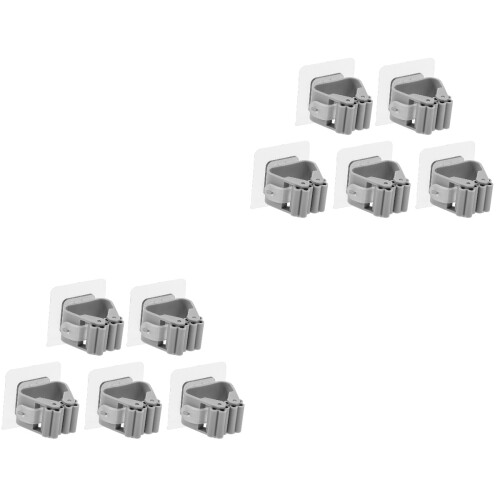 10Pcs Multipurpose Grey Mop Holder Bathroom Storage Rack Broom Clip 2