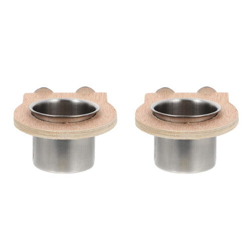 2Pièces Alimentation Perroquet Acier Bois Pour Petits Oiseaux 1