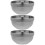 3Pcs Silver Stainless Steel Rice and Salad Bowls Double-Layer 8