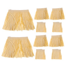 4Sets Raffia Paper Hawaiian Hula Skirts with Tassel Props Light Yellow