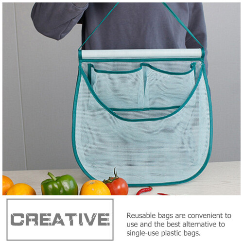 2Pcs Reusable Cloth Mesh Bags Hanging Fruit Vegetable Storage Pouches 2