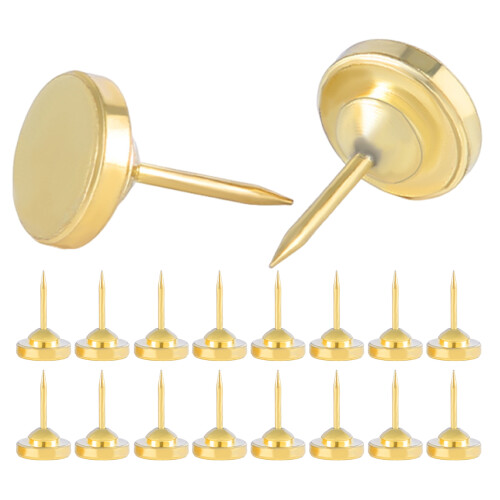 60Pcs Versatile Flat Head Push Pins Golden Carbon Steel for Wall Notes