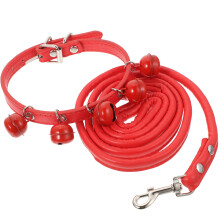 3Pcs Red Pet Dog Collar with Bell Durable Leash for Walking Pets