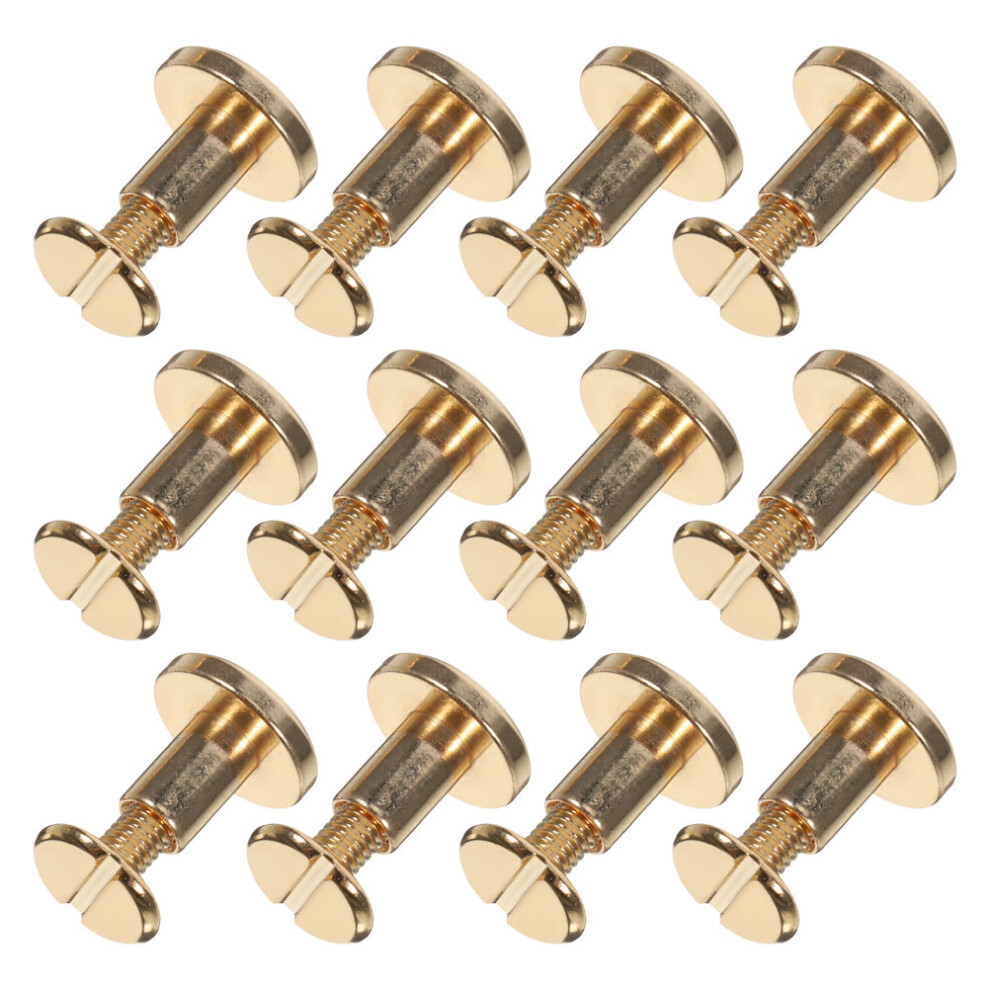 24Pcs Golden Chicago Screws With Flat Head Zinc Alloy For Diy Binding 3633800250619