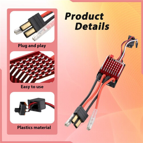 60A ESC RC Car ESC Brushed Electric Speed Controller 6V/2A BEC Replacement for 1/10 RC Car,for -Plug 2