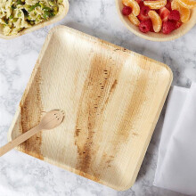 25 Assiettes Jetables en Feuille de Palmier, 8 Pouces (20 Cm), Assiettes Compostables Biodégradables et Respectueuses de L'Environnement