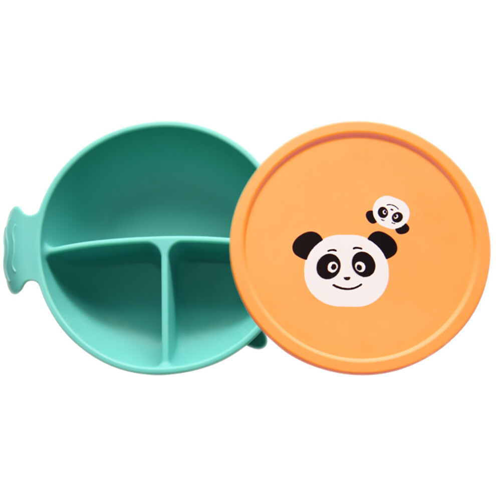 1Pc Silicone Divided Toddler Plate With Suction For Kids Dining Green Solustre