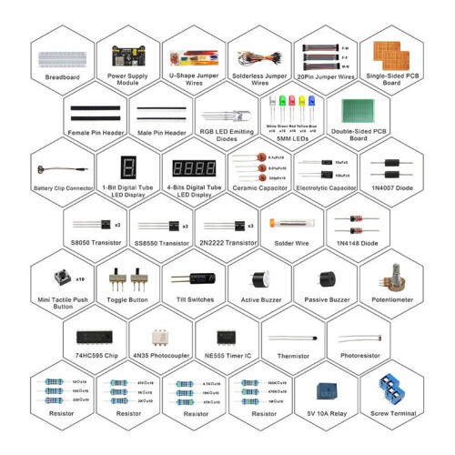 ESP32/ESP8266 Electronie Components Kit Fun DIY  Kit with Power Supply Module Breadboard for R3 1