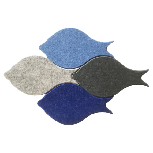 4Pcs Felt Fish Notice Boards Assorted -Adhesive Wall Decor