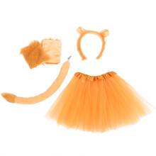 4Sets Lion Ears Headband Tail and Gloves Orange Party Costume Kit