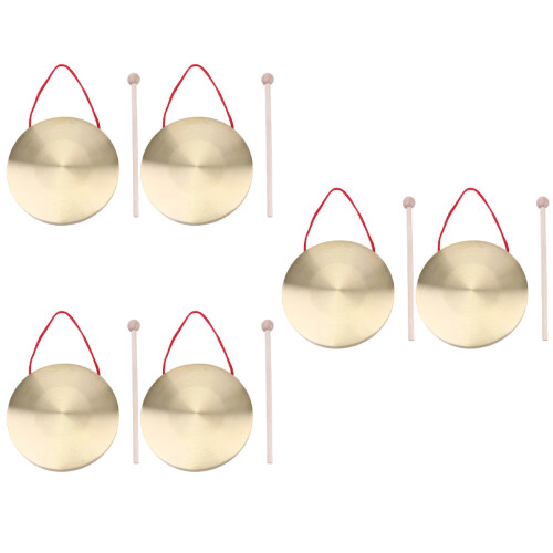6Sets Brass Chinese Gong Set Hand Percussion Instruments with Hammer 2