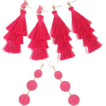 12Pairs Fashionable Red Metal Earrings for Women Dainty Drop Earrings