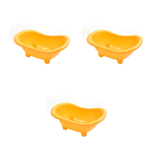3Pcs Durable Yellow Hamster Bath Basin Small Plastic Pet Bathtub 2