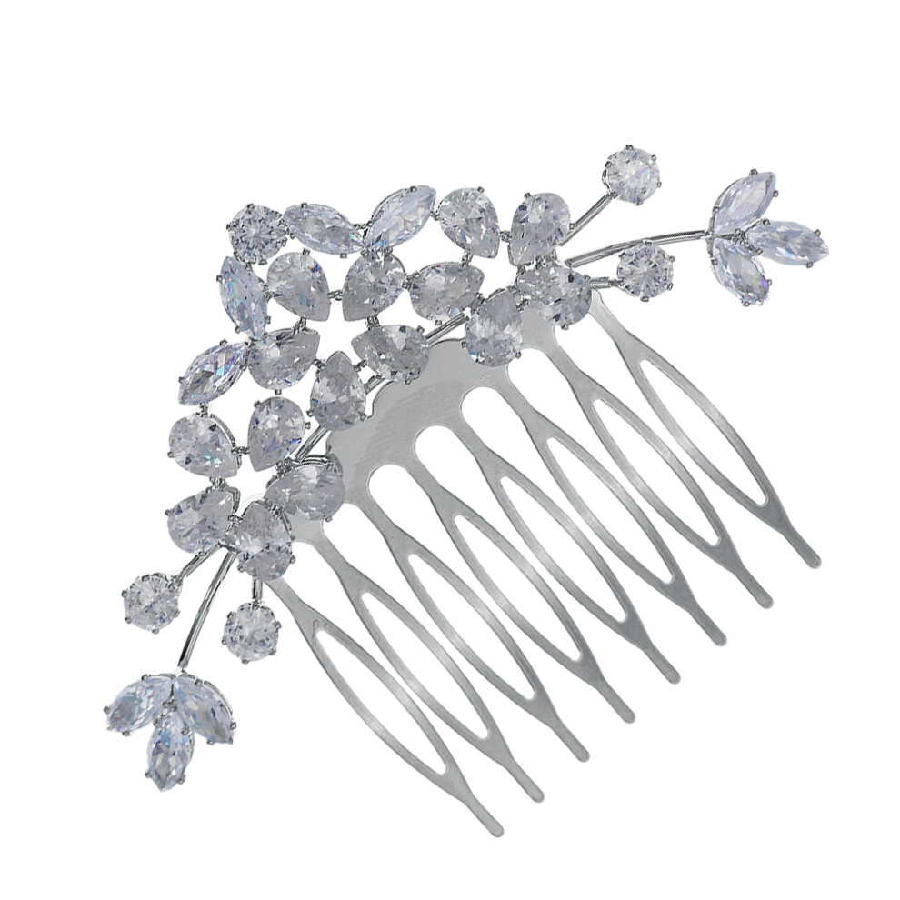 Totority 4Pcs Silver Bride Wedding Hair Comb Rhinestone Headpiece For Parties