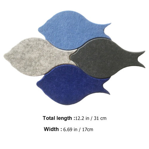 4Pcs Felt Fish Notice Boards Assorted -Adhesive Wall Decor 2