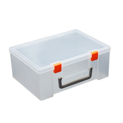 2Pcs Transparent Storage Box Portable Plastic Household Organizer Case 2