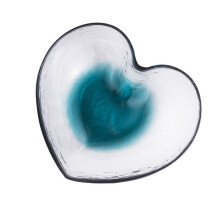 4Pcs Assorted Color Glass Dessert and Salad Bowls Heart Shaped Design