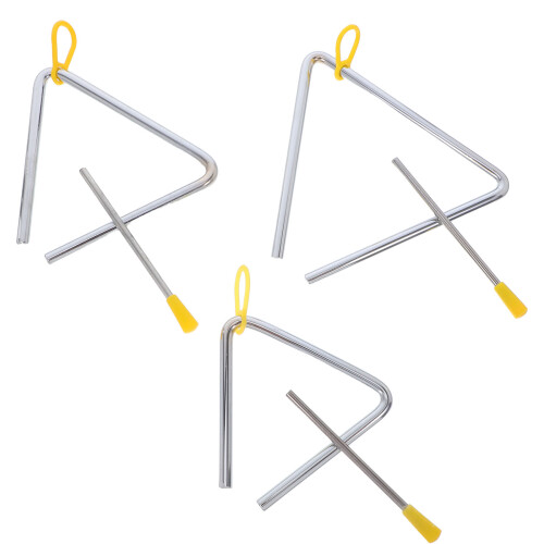 6Sets Lightweight Silver Steel Triangle Percussion Instrument for Kids 2