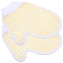 4Pcs Durable Beige Chenille Shower Gloves for Massage and Cleaning