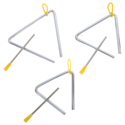 6Sets Lightweight Silver Steel Triangle Percussion Instrument for Kids