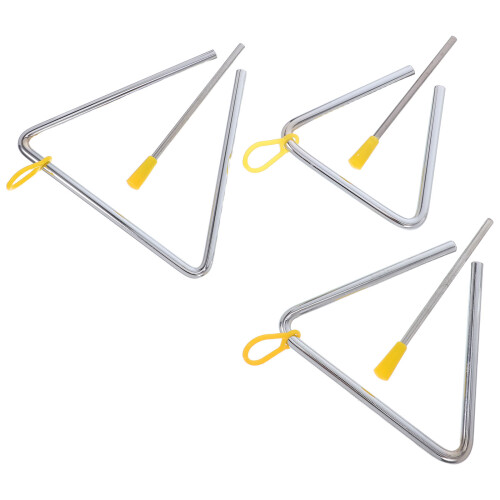 6Sets Lightweight Silver Steel Triangle Percussion Instrument for Kids 1