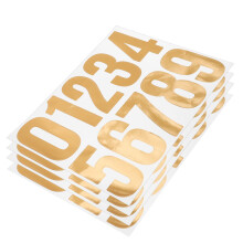 8Sets Waterproof Golden House Number Stickers for Exterior Decoration