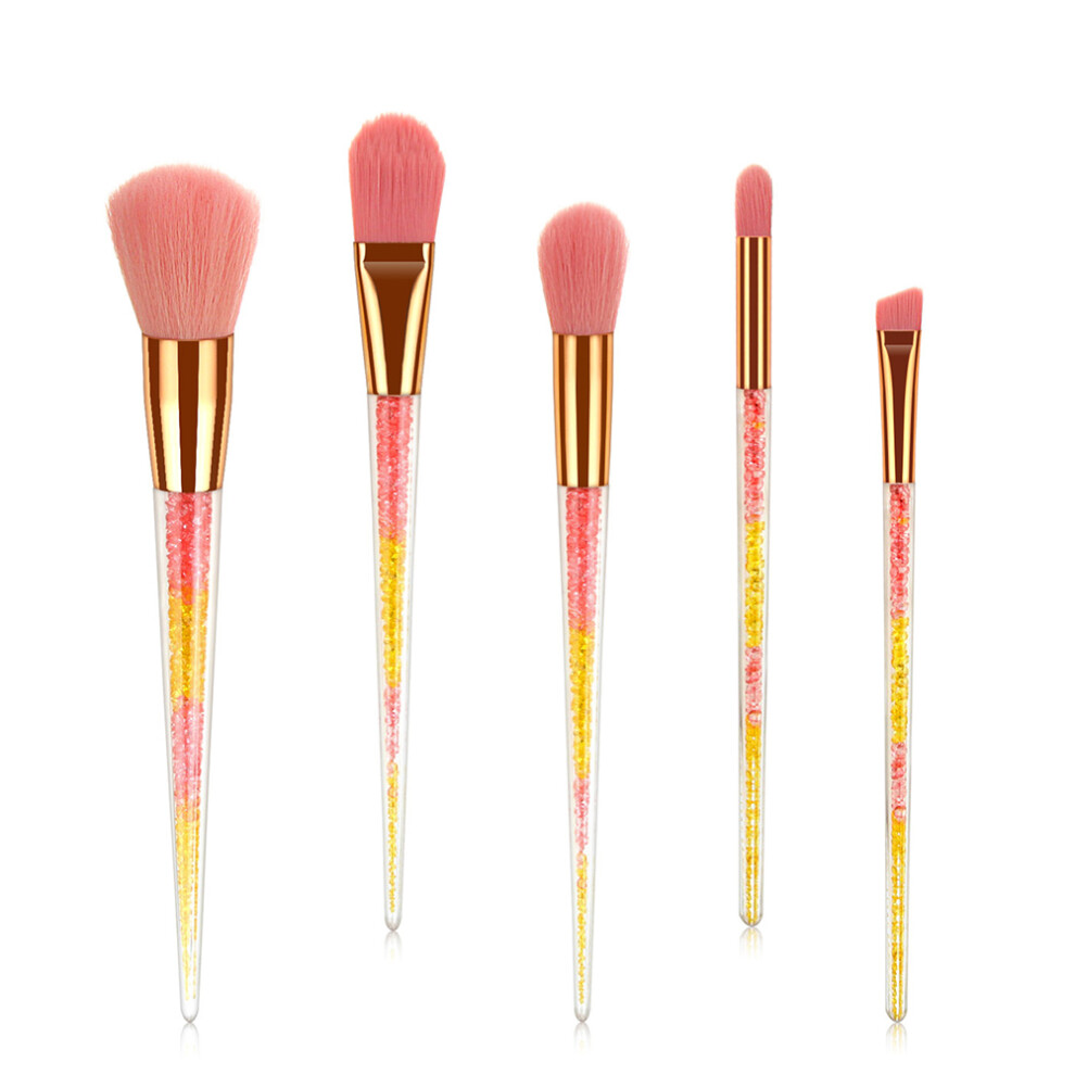 Happyyami 15Pcs Assorted Color Makeup Set Portable Cosmetic Brushes Kit