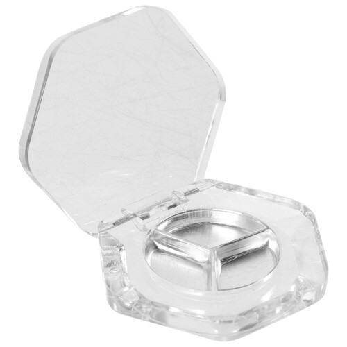 40Pcs Stylish Hexagonal Eyeshadow Pans Silver Plastic Compact Case 1