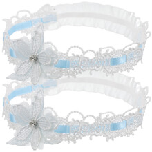 3Pairs Wedding Lace Garters Belt Set Bridal Floral Polyester Leg Rings